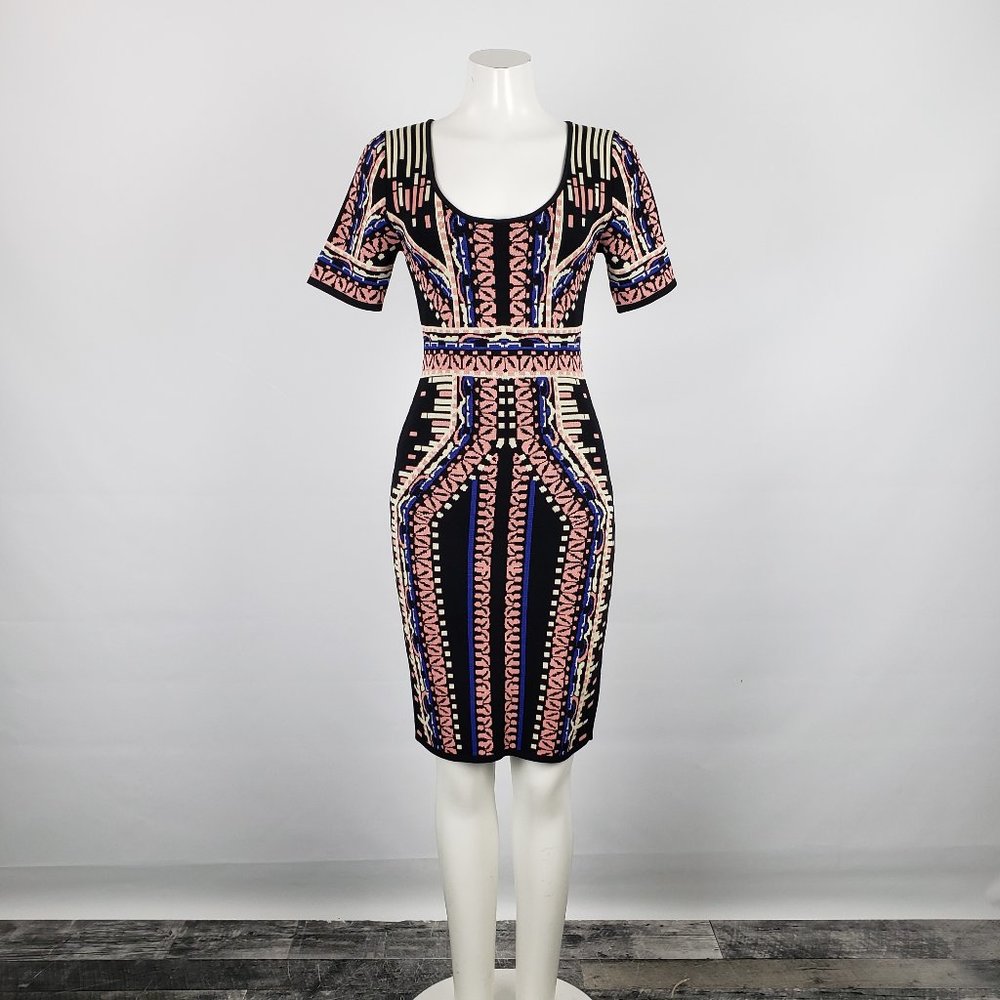 Mei Pink Patterned Knit Dress Size S